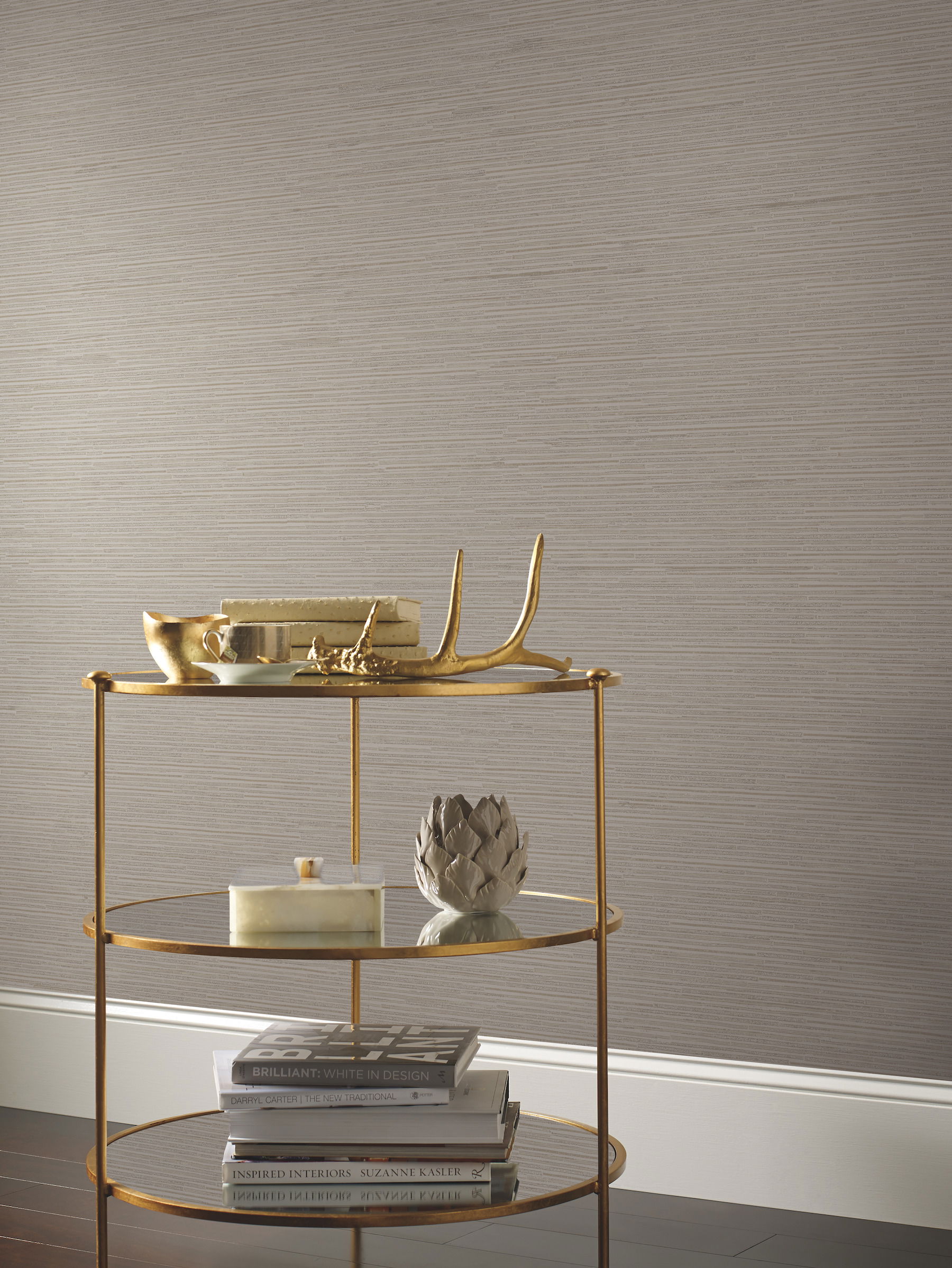 Ribbon Bamboo Silver Metallic Wallpaper large image 