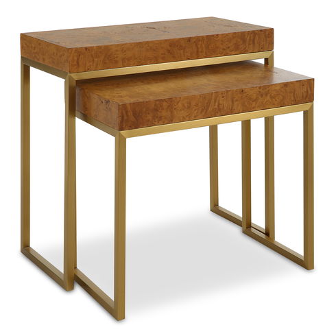 Burl-esque Wooden Nesting Tables, S/2