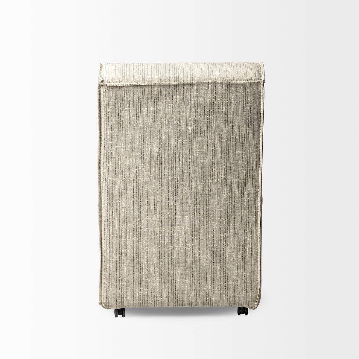 Damon Fully Upholstered Cream-Toned Fabric Dining Chair on Casters, by Mercana, 19.75" length x 26.25" width x 31.75" height View 6