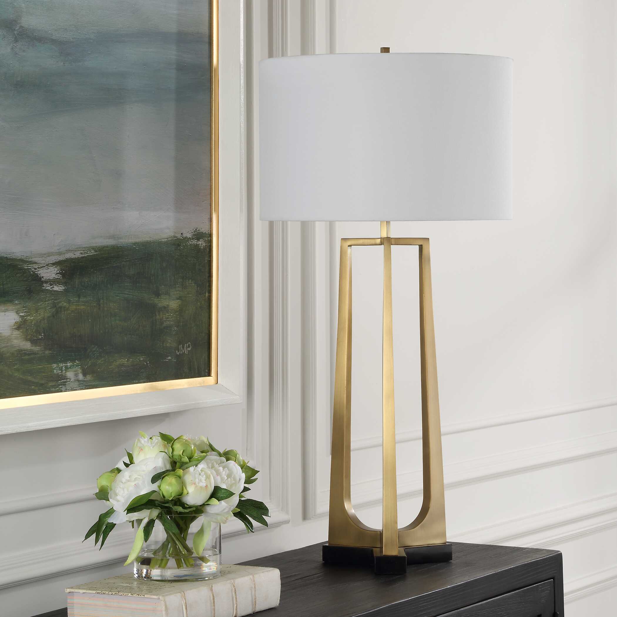 Crossroads Brass Table Lamp, by Uttermost, 16" width x 32.5" height x 16" depth View 4