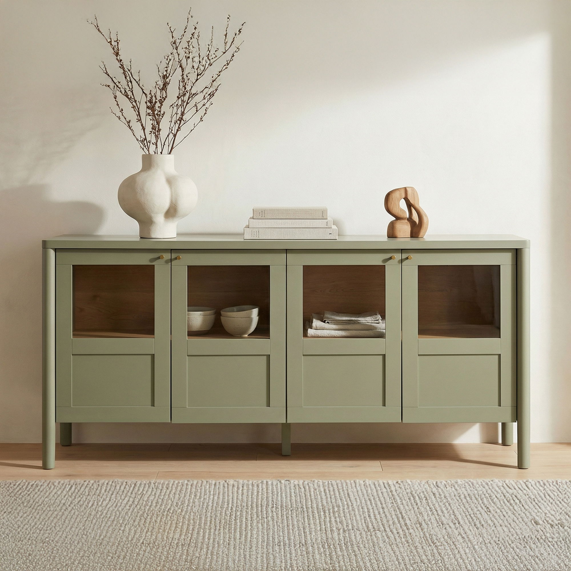 Hannah Sideboard Green, Cabinets & Sideboard by Moe's Home, 72.8" width x 34.4" height x 20.1" depth View 8
