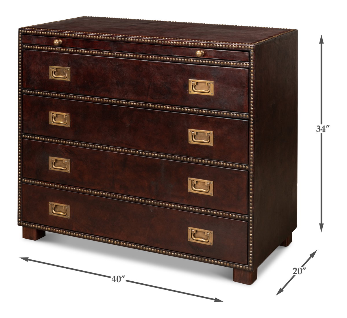 Studded Gentleman's Chest, by Sarreid, 1'8" length x 3'4" width x 2'10" height View 13