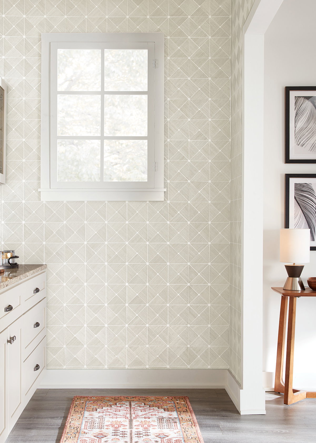 Dazzling Diamond Sisal Grasscloth Silver Wallpaper, by York Wall, 24' length x 3' width x 0.02" depth View 3