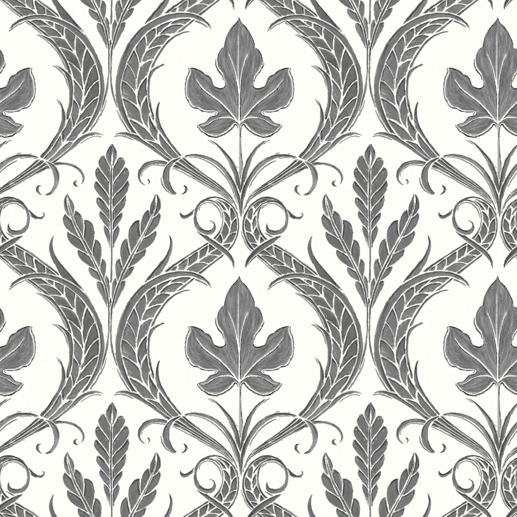 Adirondack Damask Black & White Wallpaper large image 