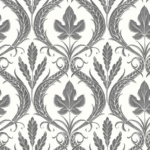 Adirondack Damask Black & White Wallpaper