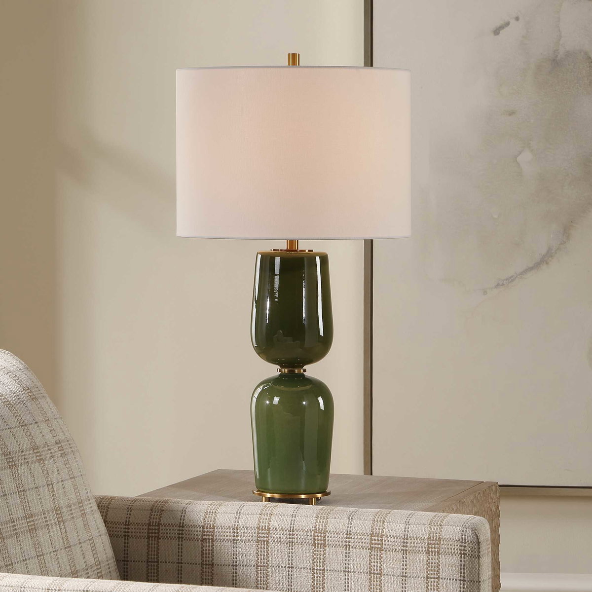 Meyer Green Table Lamp, by Uttermost, 14" width x 27" height x 14" depth View 2