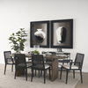 Clara Black Beech Wood with Cream Fabric Seat and Cane Back Armless Dining Chair, by Mercana, 18" length x 23" width x 33.75" height thumbnail 3