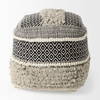 Darika  Black/White/Gray Cotton Pouf, Ottoman by Mercana, 16" length x 16" width x 16" height thumbnail 6