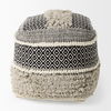 Darika  Black/White/Gray Cotton Pouf, Ottoman by Mercana, 16" length x 16" width x 16" height thumbnail 6