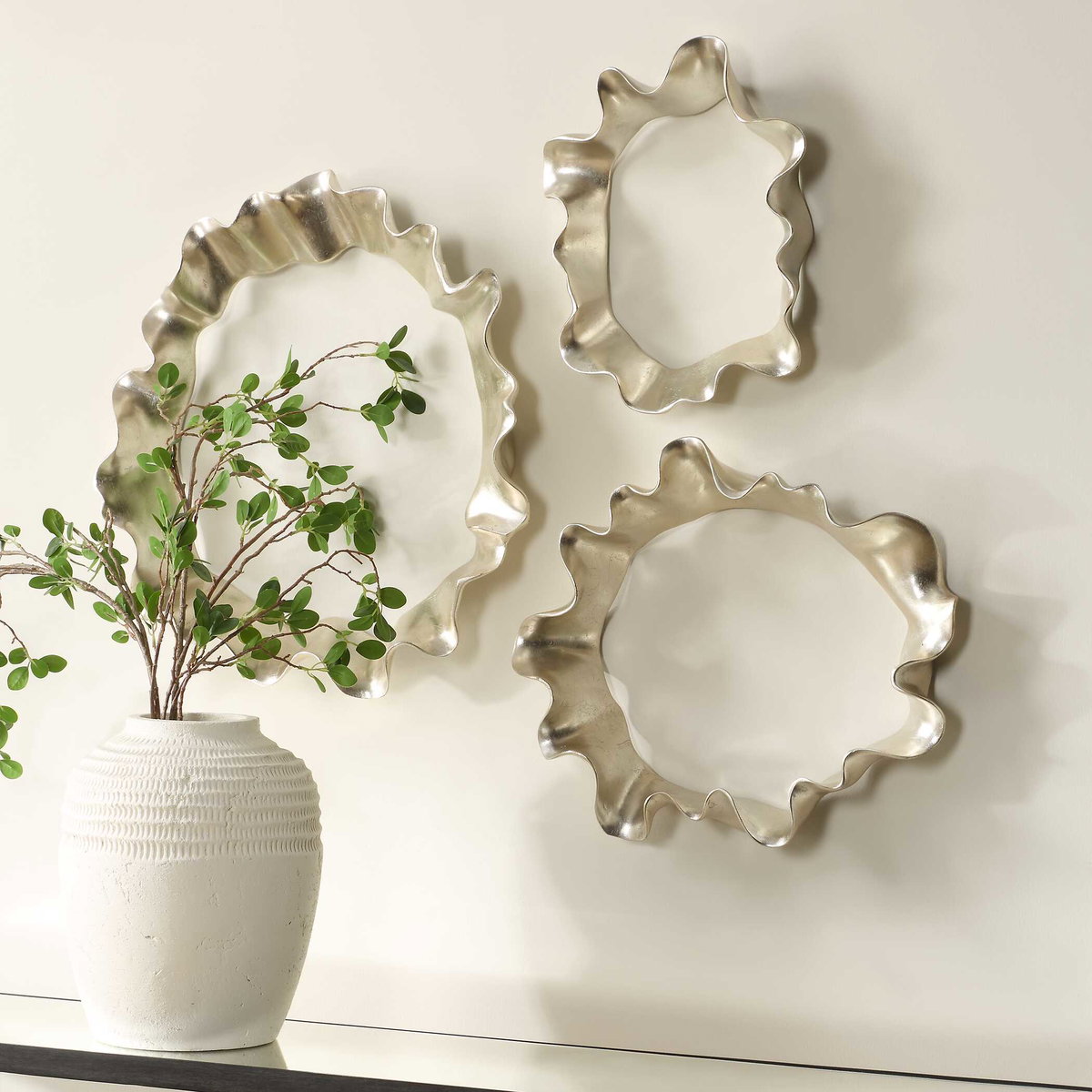 Ripple Effect Silver Wall Art Set/3, by Uttermost, 1'5" width x 1'7" height x 3.25" depth View 4
