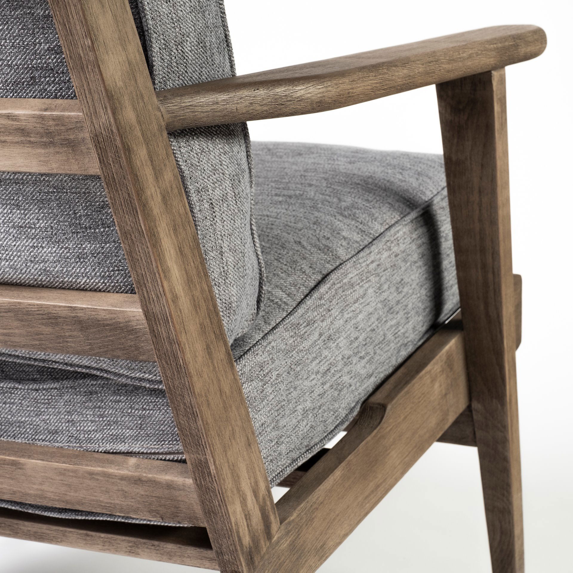 Olympus V Castlerock Grey Fabric Wrapped Brown Wooden Frame Accent Chair, by Mercana, 28" length x 31" width x 32" height View 12