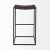 Clarissa 18.0L x 16.0W x 30.25H Dark Brown Woven Leather Seat with Black Metal Frame Bar Stool, Counter & Bar Stool by Mercana, 18" length x 16" width x 30" height thumbnail 5