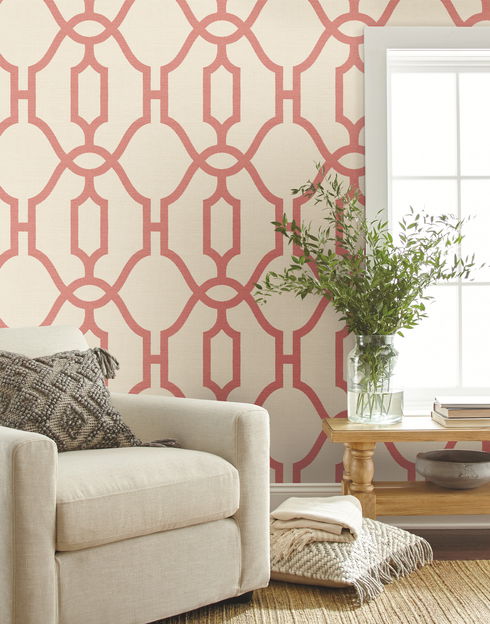 Woven Trellis Pompian Red Wallpaper