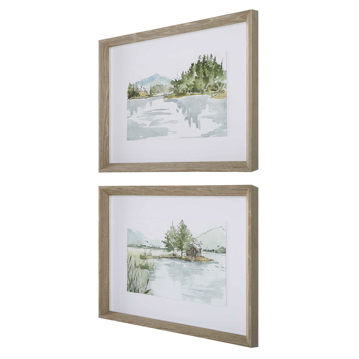 Serene Lake Framed Prints Set/2, Art by Uttermost, 26.25" width x 20.25" height x 2" depth View 5
