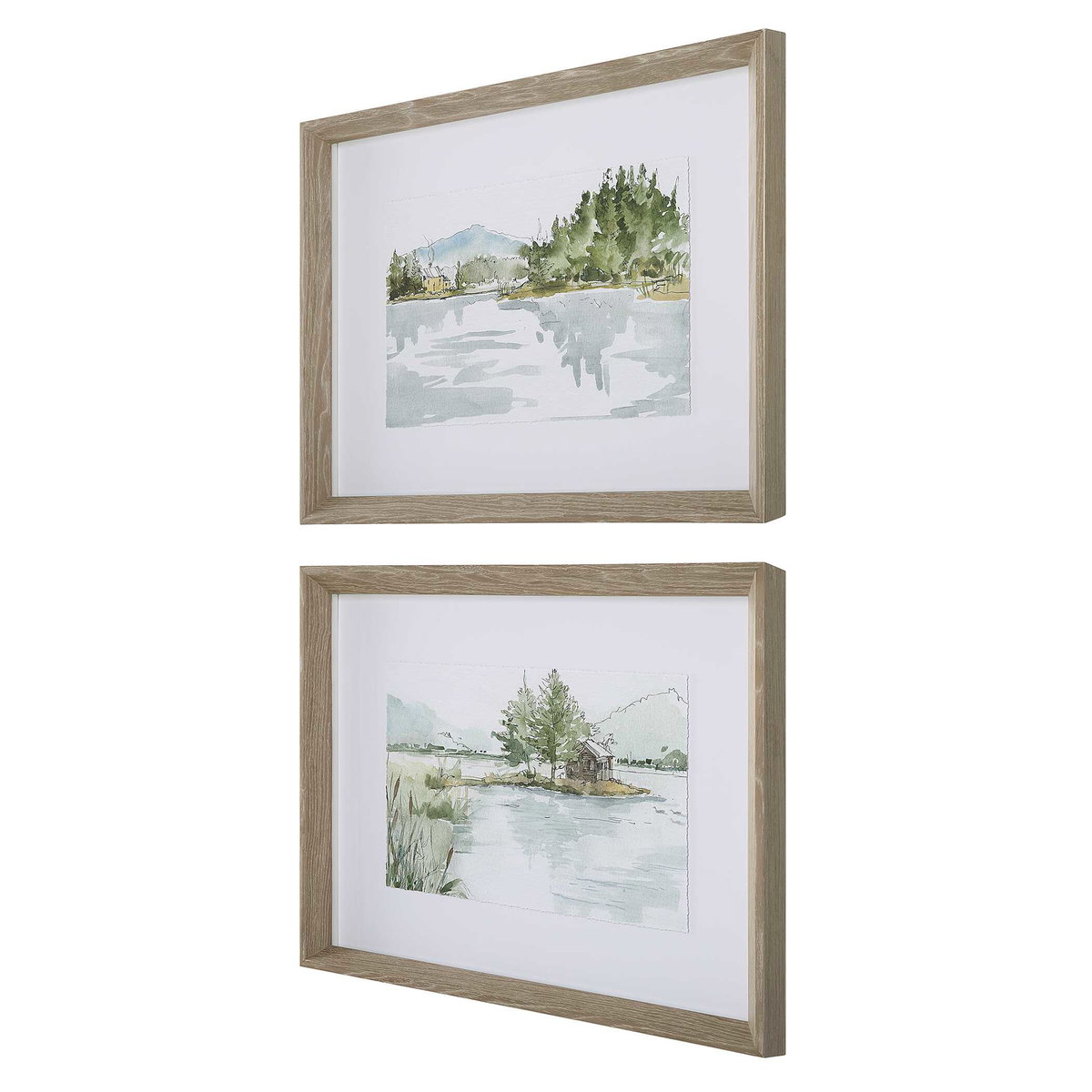 Serene Lake Framed Prints Set/2, Painting by Uttermost, 26.25" width x 20.25" height x 2" depth View 5