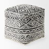 Farida   Dark Gray Wool and Polyester Patterned Pouf thumbnail 2