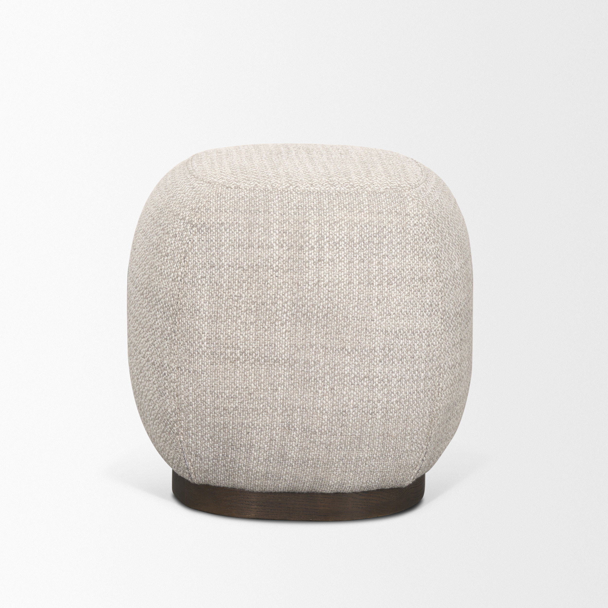 Siren Gray Fabric with Dark Brown Wood Round Accent Stool large image 