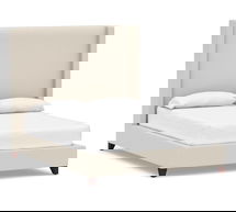 Online Designer Other Harper Non-Tufted Upholstered Tall Bed without Nailheads, King, Performance Brushed Basketweave Oatmeal