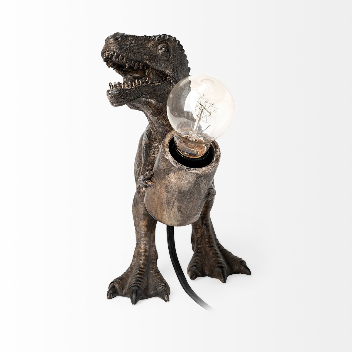 Raptor (10.6'H) Dark Tone Resin Tyrannosaurus Rex Table Lamp, by Mercana, 12.01" length x 5.91" width x 10.63" height View 3