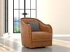 Braxton Leather Swivel Chair, Brown, Seating by Sarreid, 28" length x 36" width x 34" height thumbnail 13