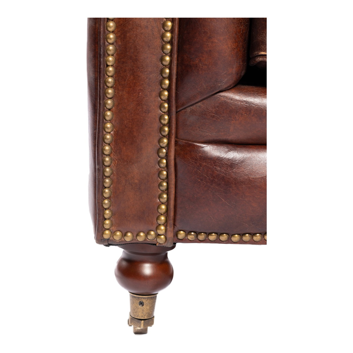 Birmingham Sofa Dark Brown Leather, Sofas & Sectional by Moe's Home, 87" width x 29" height x 36" depth View 4
