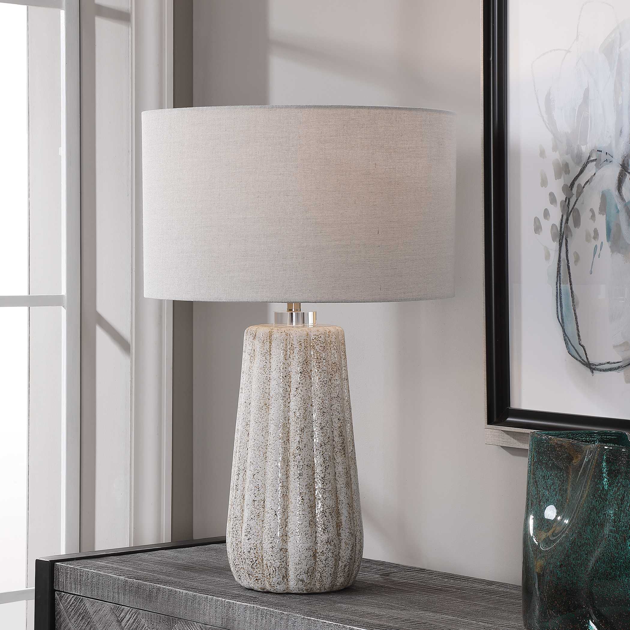 Pikes Stone-Ivory Table Lamp, by Uttermost, 17" width x 26" height x 17" depth View 2