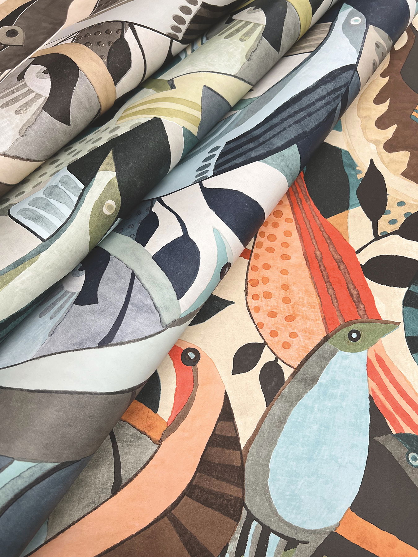 Fauvist Flock Blue Wallpaper large image 