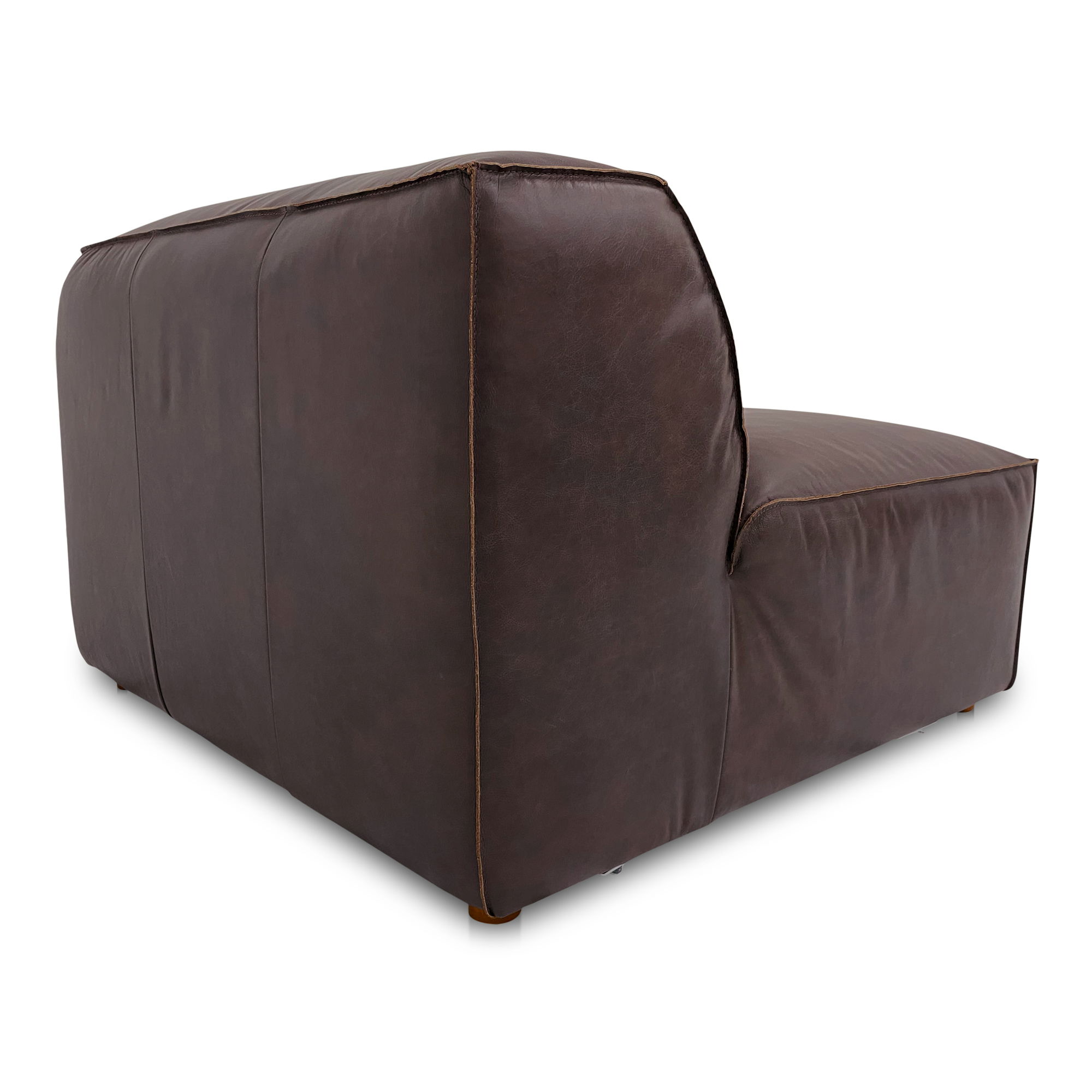 Form Corner Chair Espresso Brown Leather, Sectional Sofa by Moe's Home, 40.5" width x 26" height x 40.5" depth View 2