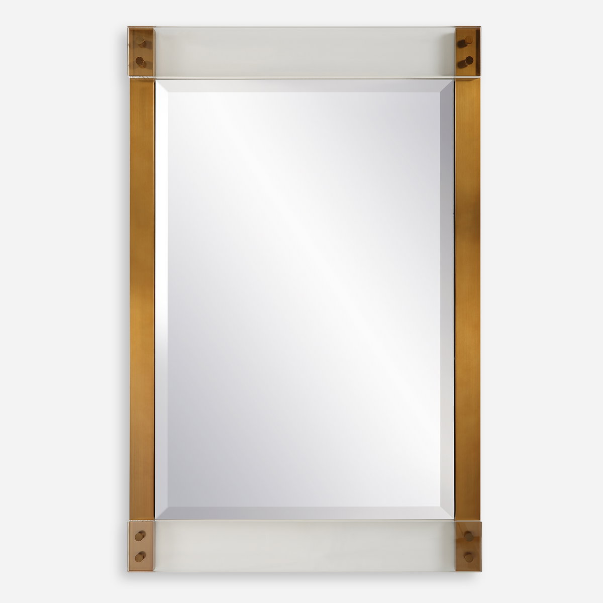Nera Plated Brass Mirror, by Uttermost, 28" width x 44" height x 2" depth View 1