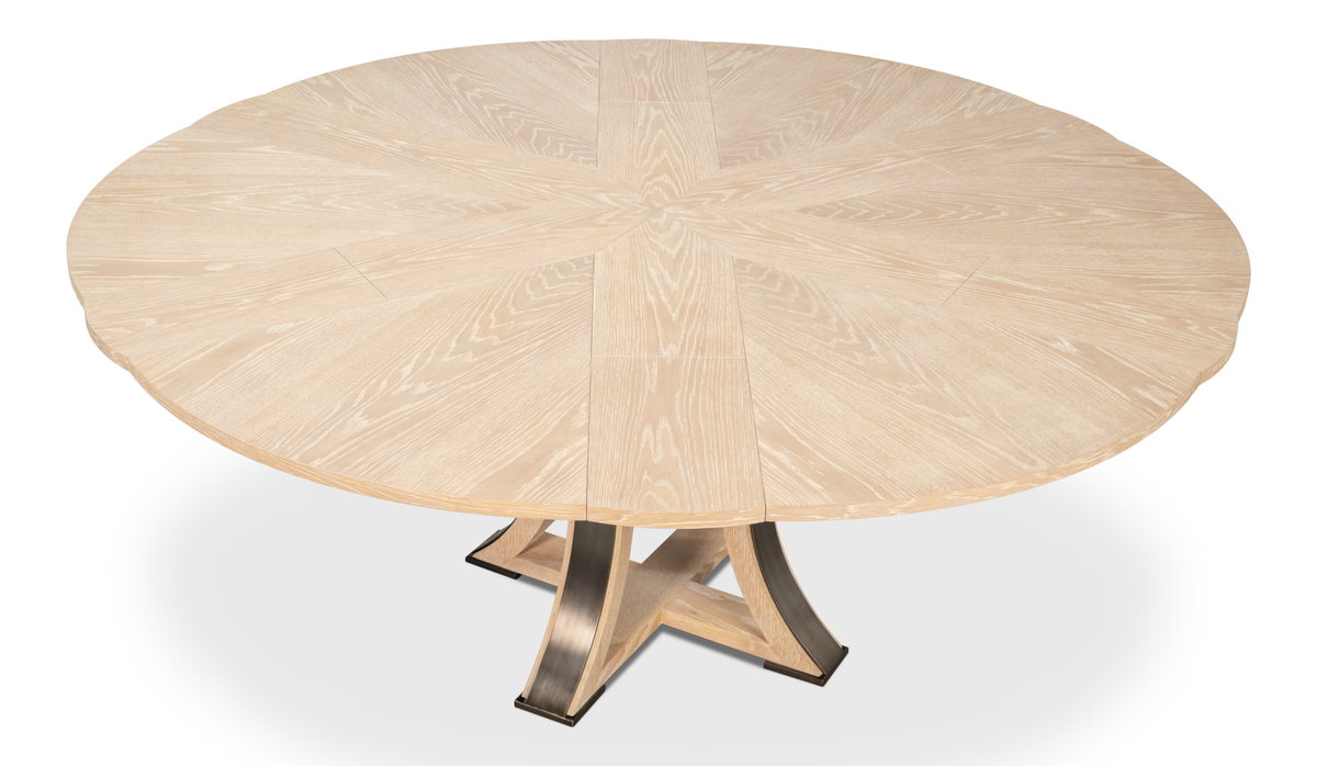 Tower Jupe Dining Table Med Bleached Oak, by Sarreid, 4'7" length x 4'7" width x 2'6" height View 3