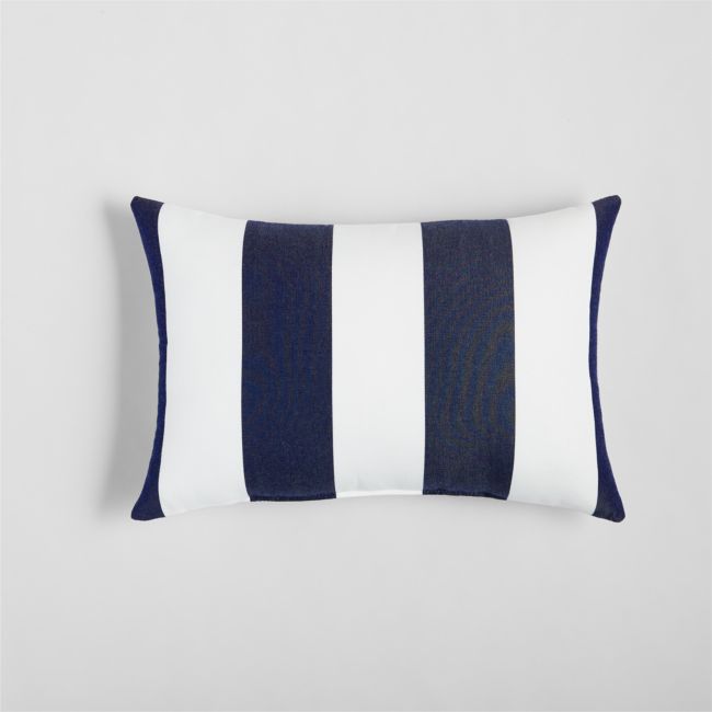 Online Designer Patio Sunbrella Cabana Stripe Navy Outdoor Lumbar Pillow