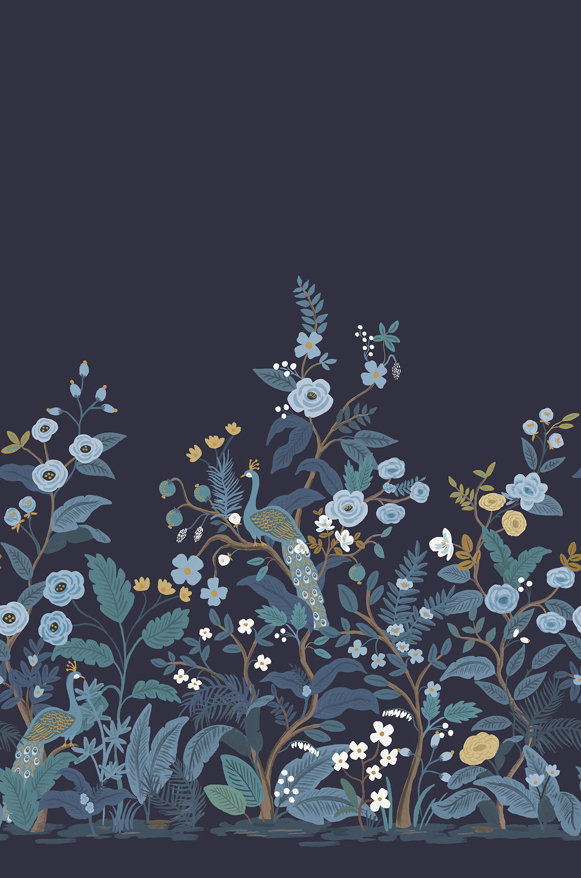 Peacock Navy Wall Mural, Wallpaper by York Wall, 10'2.4" length x 2'3" width x 0.02" depth View 2