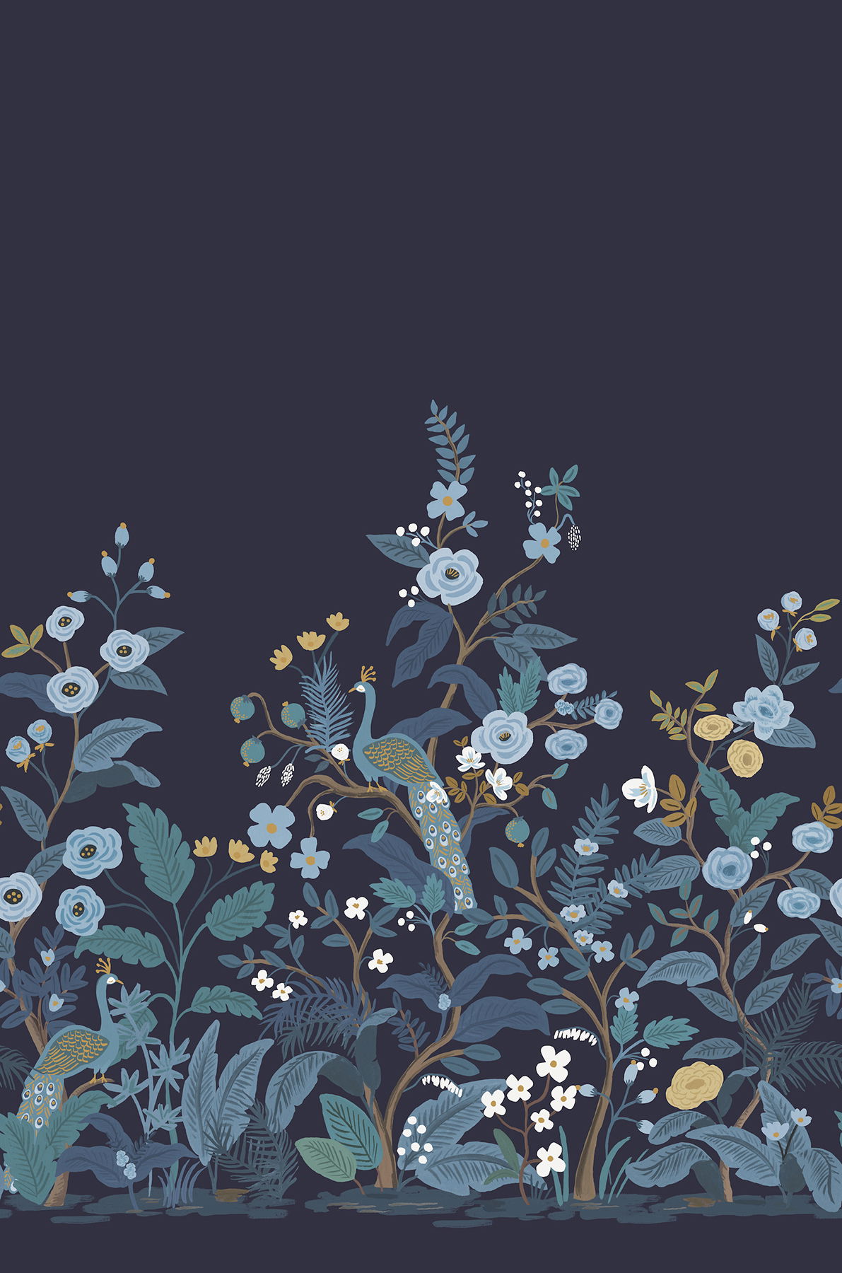 Peacock Navy Wall Mural large image 