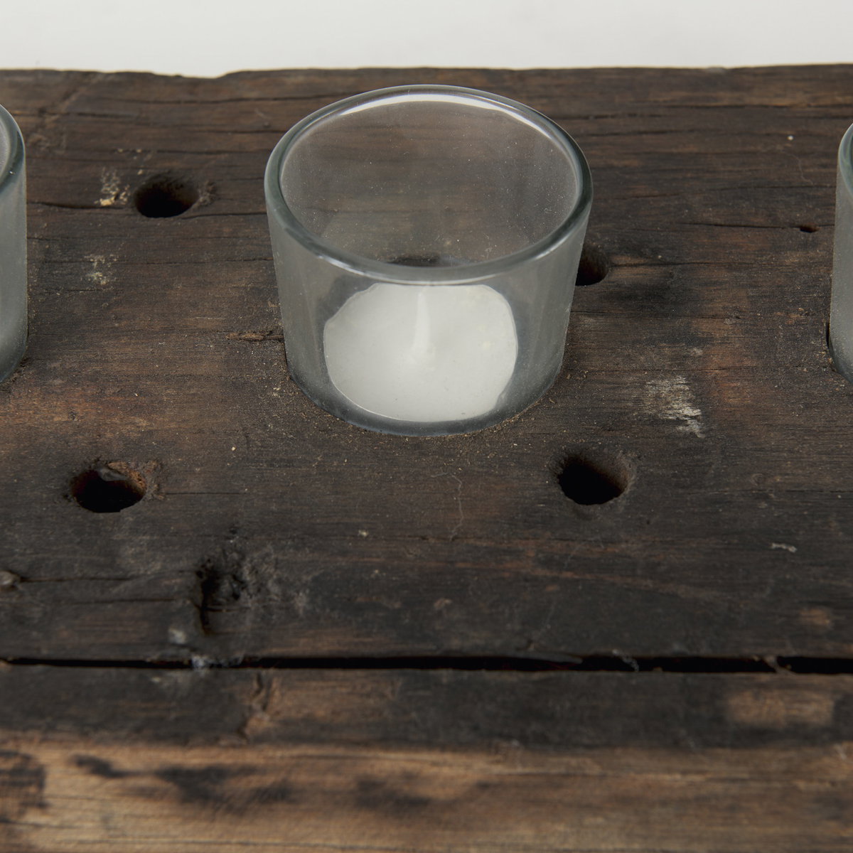 Lakara Reclaimed Wood Eight Tealight Table Candle Holder, Candles & Candle Holder by Mercana, 36" length x 8" width x 3" height View 8