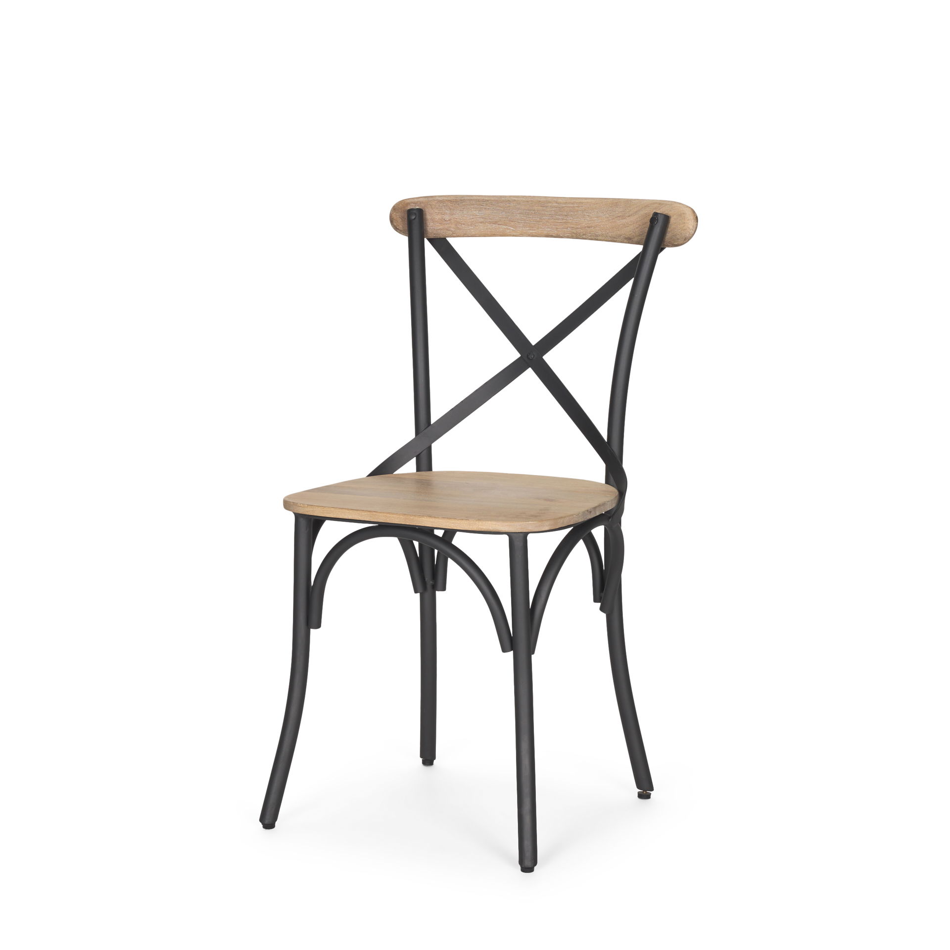 Etienne Light Brown Wood with Iron Metal Dining Chair, by Mercana, 20.5" length x 19.5" width x 35.5" height View 1