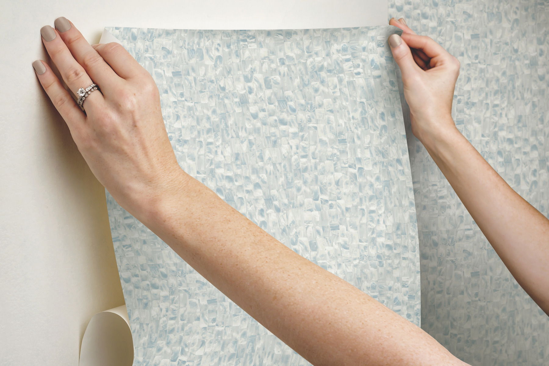 Mother Of Pearl Grey & Blue Peel & Stick Wallpaper large image 