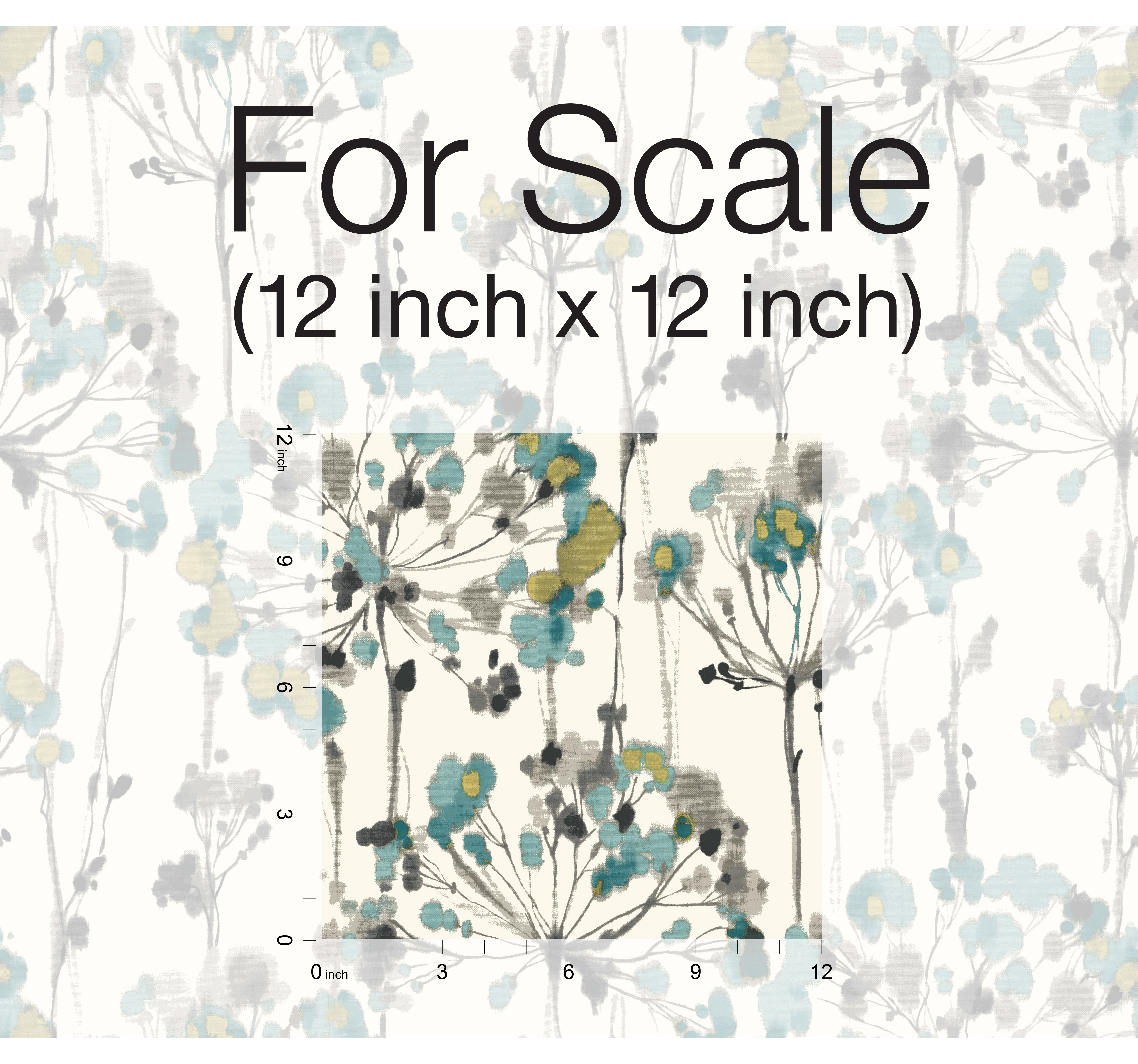 Flourish Turquoise Peel & Stick Wallpaper large image 