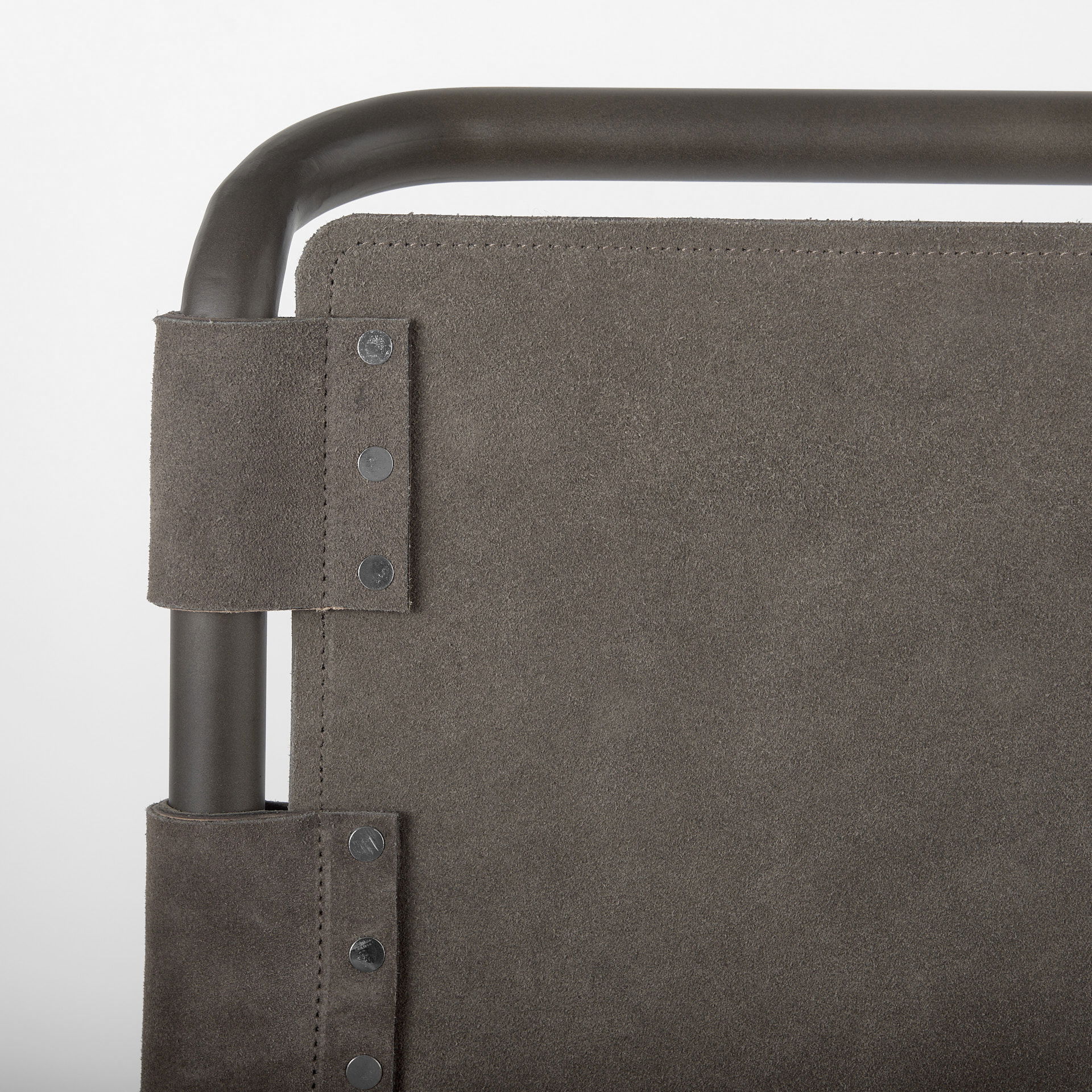 Berbick 43' Total Height Brown/Gray Suede with Iron Frame Bar Stool, Counter & Bar Stool by Mercana, 20.5" length x 24.8" width x 43" height View 7