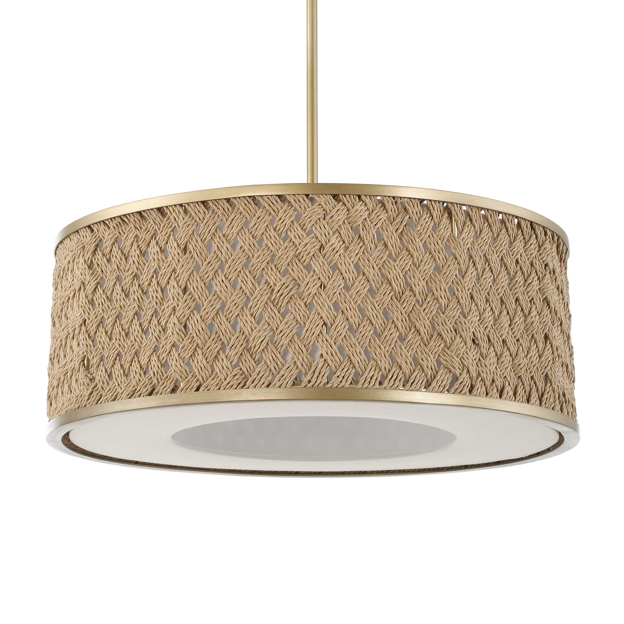Pinchot 4 Light Rattan Drum Pendant, Ceiling Light by Uttermost, 22.25" width x 8.5" height x 22.25" diameter View 3