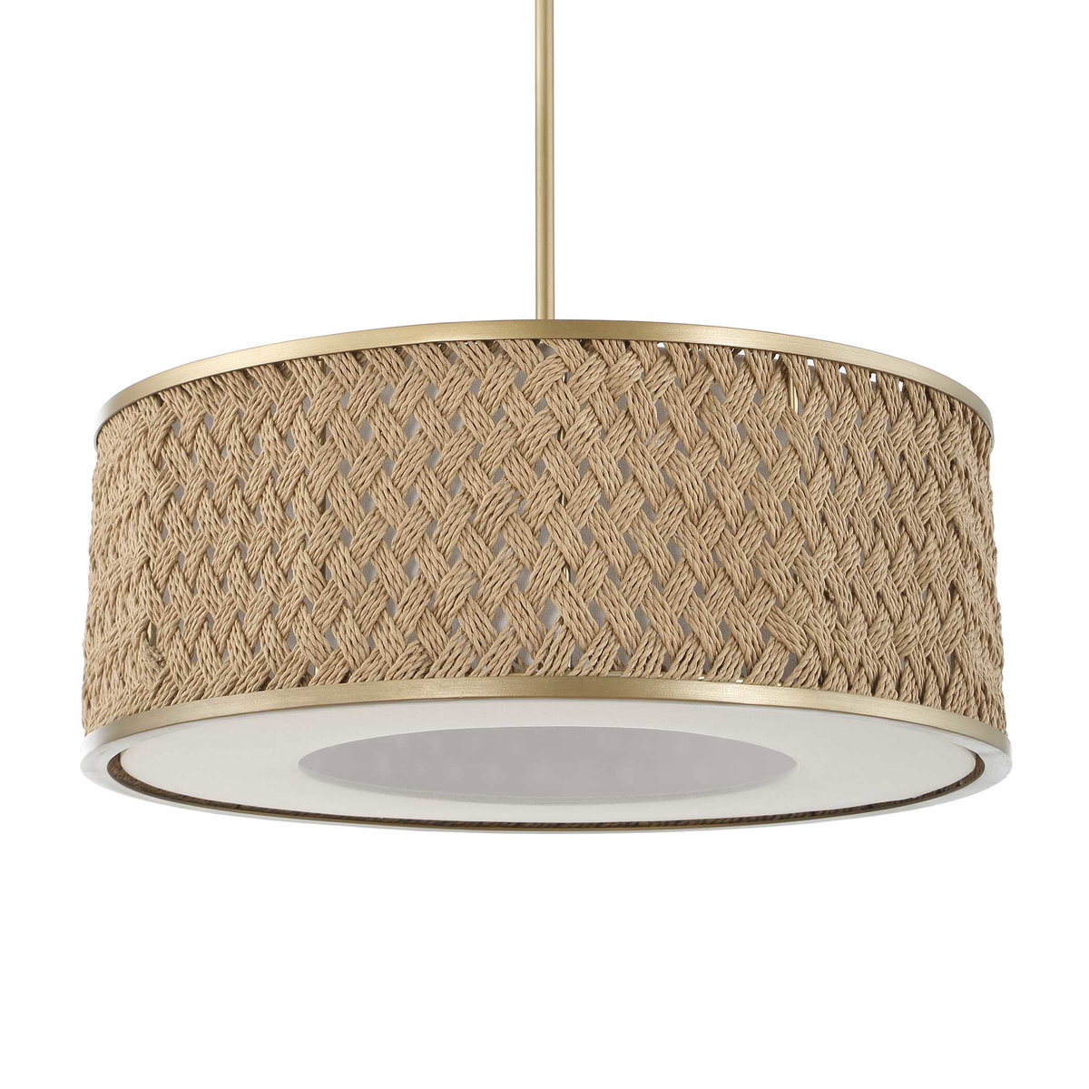Pinchot 4 Light Rattan Drum Pendant, by Uttermost, 22.25" width x 8.5" height x 22.25" diameter View 3