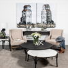 Etienne 36' Round White Marble Top Black Metal Base Coffee Table thumbnail 1