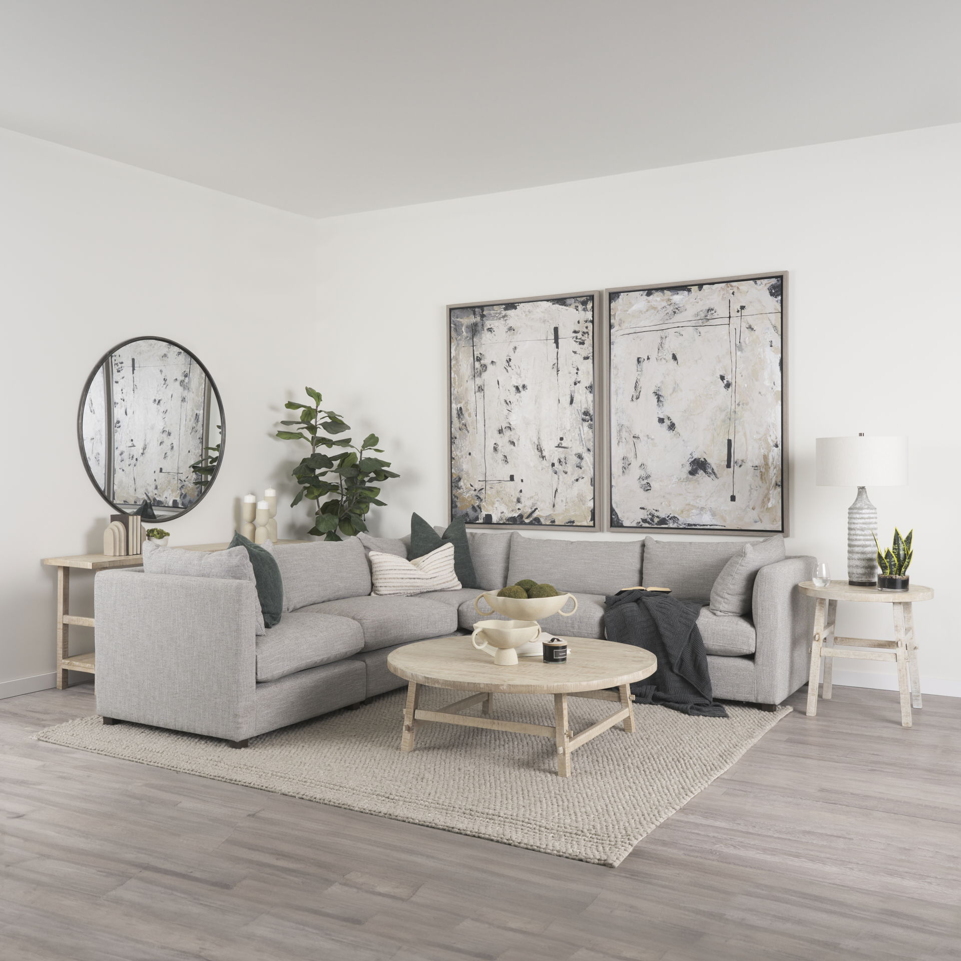 Halston 5 Piece Light Grey Corner Sofa Set large image 