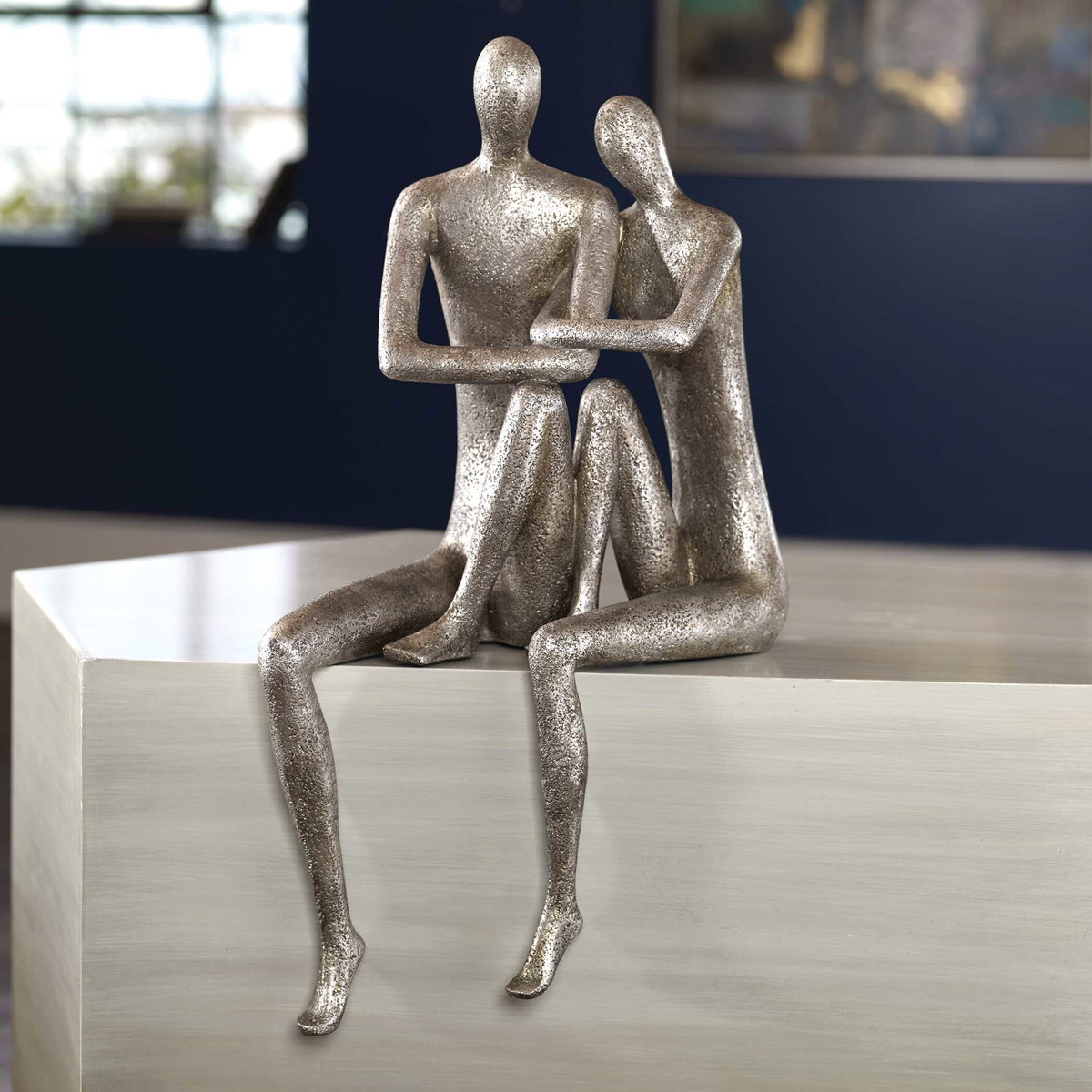 Courtship Antique Nickel Figurine, Figurines & Statue by Uttermost, 9.87" width x 18.87" height x 7.12" depth View 7