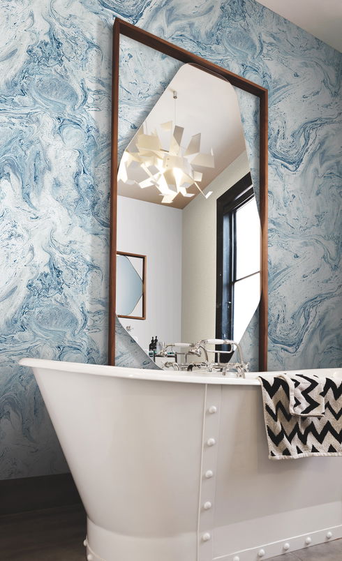 Oil & Marble Blue Peel & Stick Wallpaper