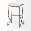 Katniss Backless 26in Seat Counter Stool | Cream Fabric with Gold Metal, Counter & Bar Stool by Mercana, 16" length x 16" width x 26" height thumbnail 7