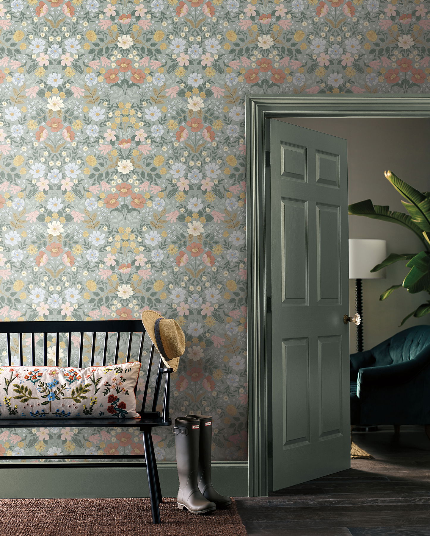 Bramble Garden Sage Peel & Stick Wallpaper large image 