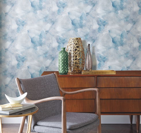 Watercolor Silks Blue Peel & Stick Wallpaper