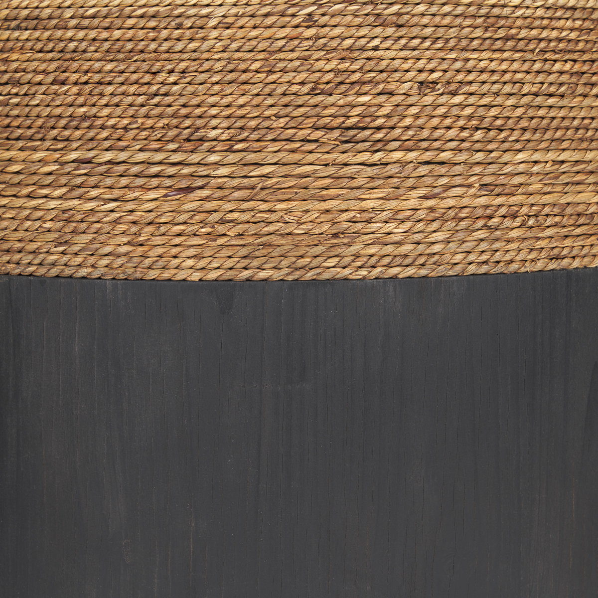 Wenopa Matte Black Wood with Natural Jute Accent Tables, Side & End Table by Mercana, 33.5" length x 18.75" width x 19.75" height View 9