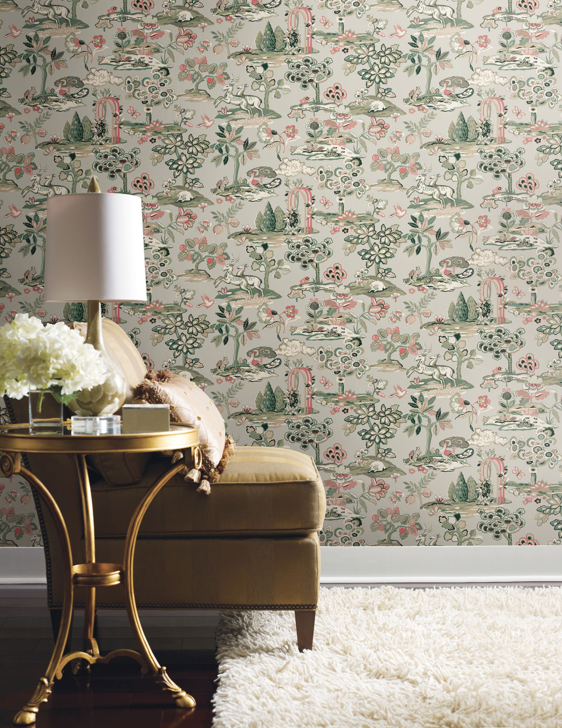 Kingswood Taupe & Coral Wallpaper, by York Wall, 27' length x 2'3" width x 0.02" depth View 2