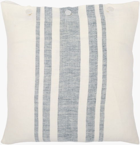 Linen Stripe Buttoned Accent Pillow